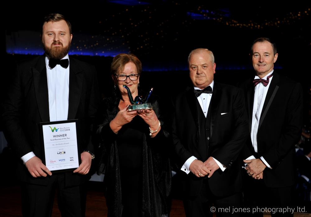 Joshua Burns, Shelagh Macpherson and David Turner receiving On-Site's award. © Mel Jones Photography Ltd.